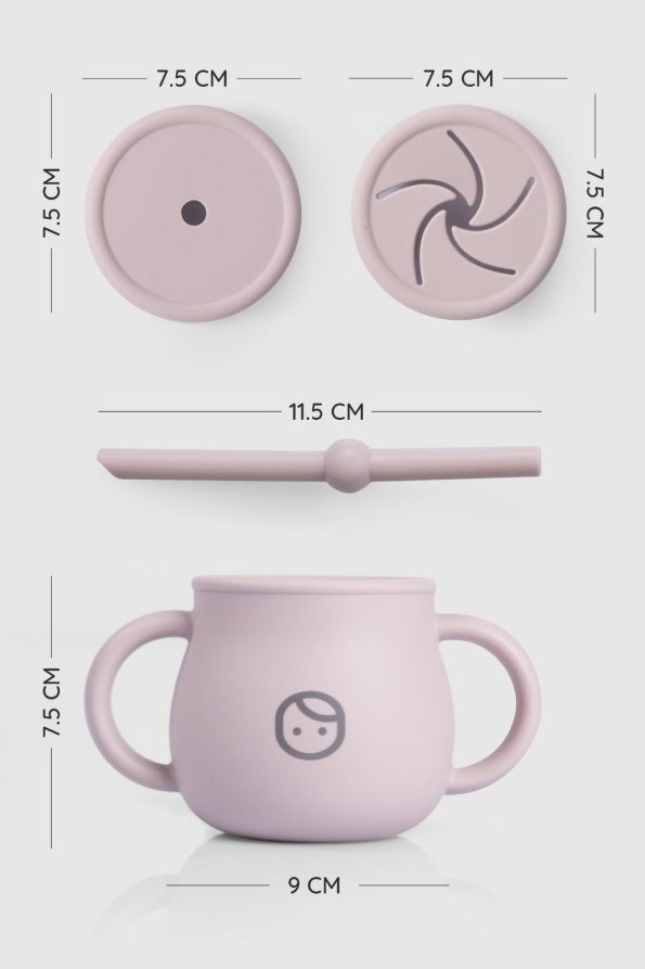 Silicone Straw Cup and Snack Cup Pink