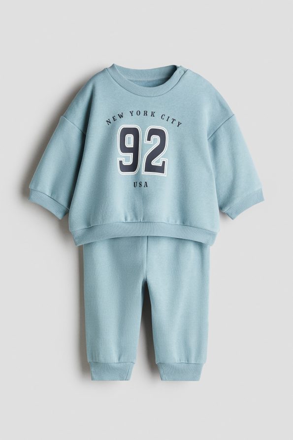 2-Piece Printed Fleece-Lined Sweatshirt Set