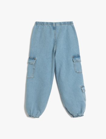 Girls' Cotton Jogger Jeans with Cargo Pockets