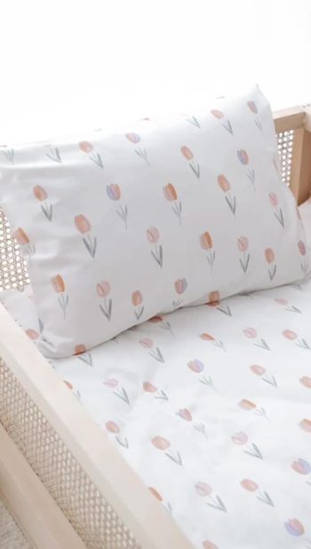 NOU Colorful Laleli Organic Montessori Duvet Cover Set (100x200) - Spring Tulip