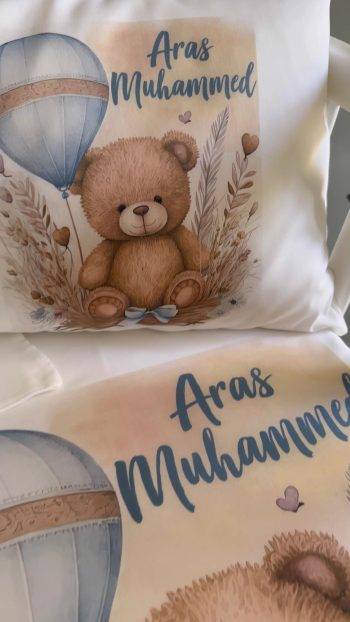 Lilabio 100% Cotton Satin Personalized Crib Bedding Set with Bear