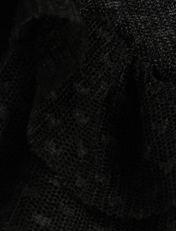 Girls' Tulle Dress with Shirt Collar and Button Details