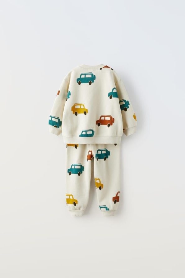 Boys' Cotton Car Print Sweatshirt and Sweatpants Set