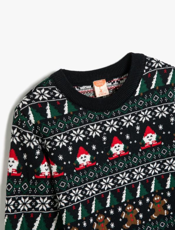 Boys' Long Sleeve Christmas Pattern Knitted Sweater