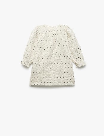 Girls' Cotton Long Sleeve Bow Detail Dress