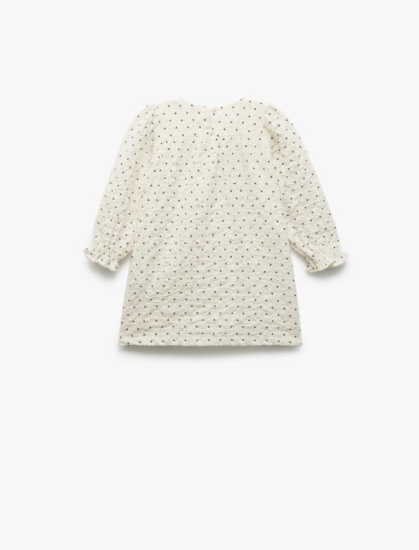 Girls' Cotton Long Sleeve Bow Detail Dress