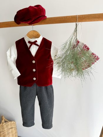 Merlin Burgundy Vest Jumpsuit-Shirt
