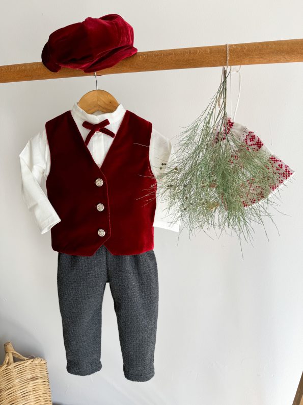 Merlin Burgundy Vest Jumpsuit-Shirt