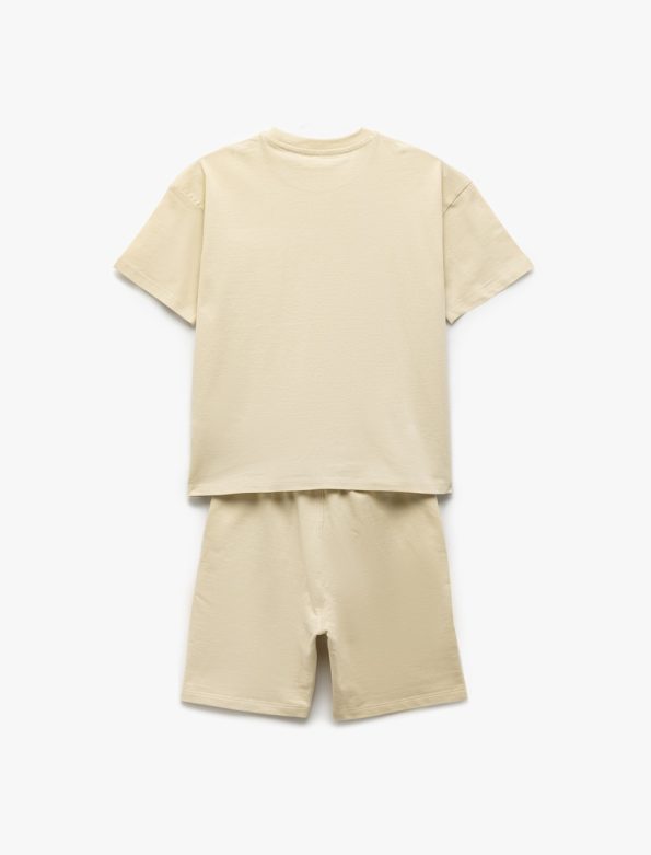 Boys' Cotton Crew Neck Short Sleeve Embroidered Top and Drawstring Shorts Set