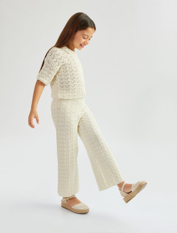 Girls' Chunky Knit Wide-Leg Pants