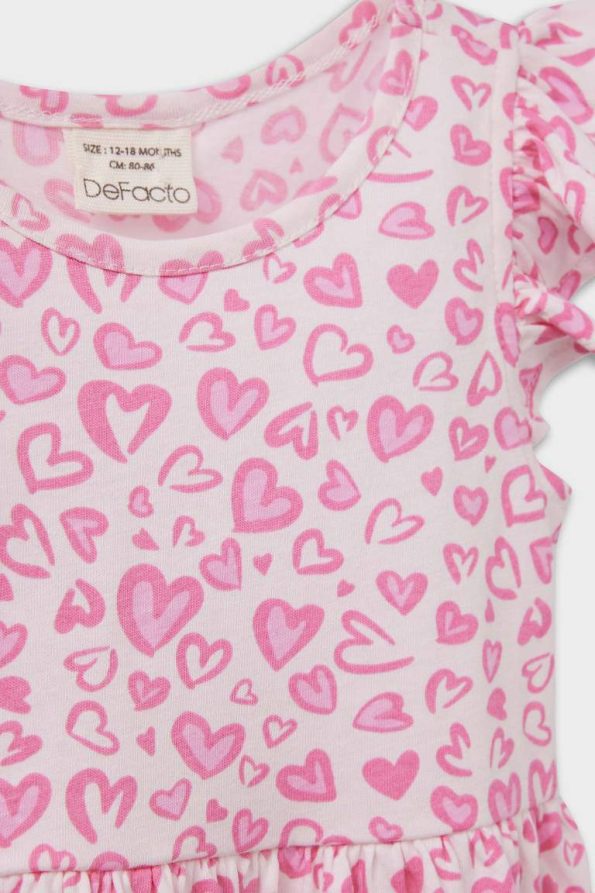 Girls' Heart Print Short Sleeve Summer Dress