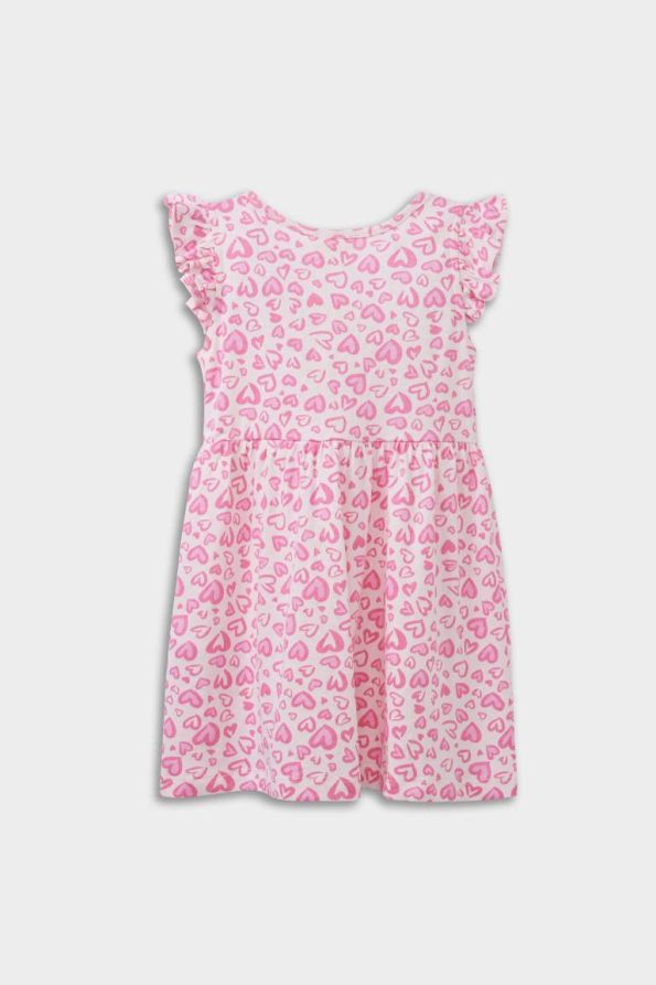 Girls' Heart Print Short Sleeve Summer Dress
