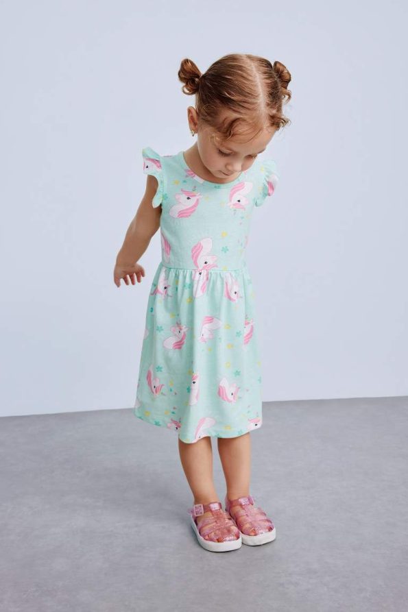 Girls' Printed Short Sleeve Dress
