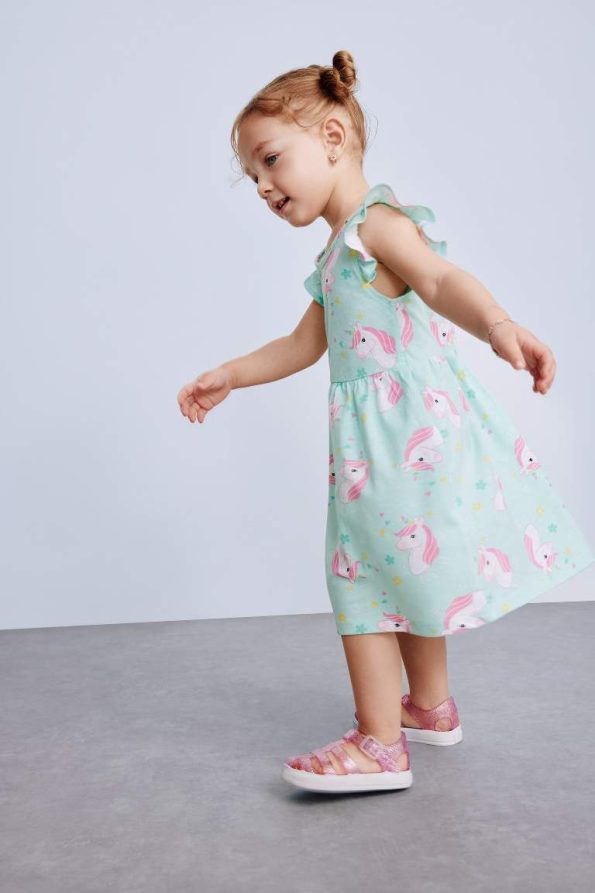 Girls' Printed Short Sleeve Dress