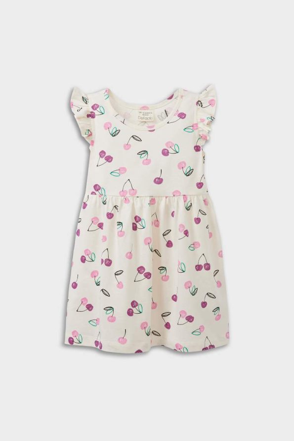 Girls' Short Sleeve Summer Dress with Pattern
