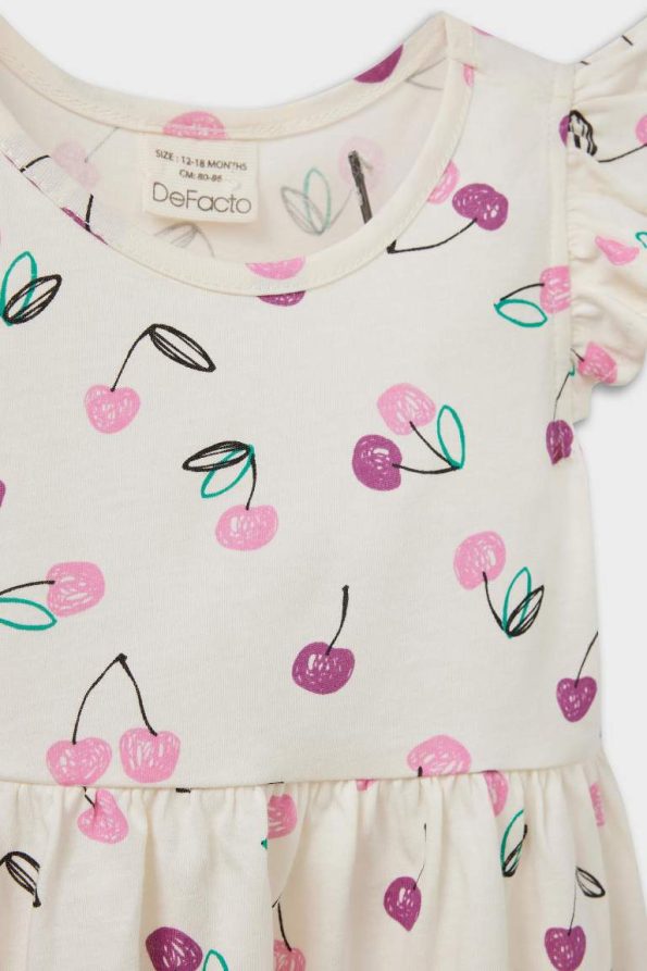 Girls' Short Sleeve Summer Dress with Pattern