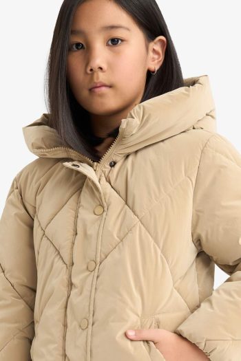 Girls' Hooded Zip-Up Quilted Jacket