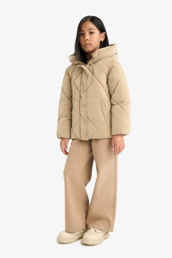 Girls' Hooded Zip-Up Quilted Jacket