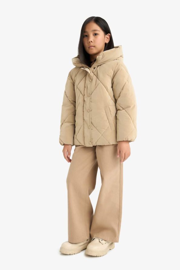 Girls' Hooded Zip-Up Quilted Jacket