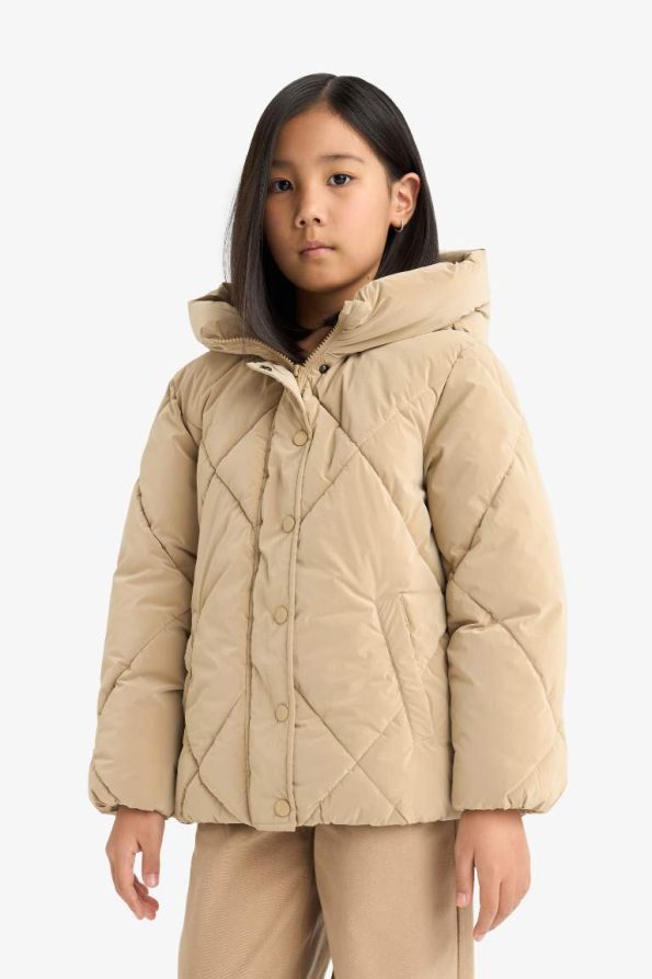 Girls' Hooded Zip-Up Quilted Jacket