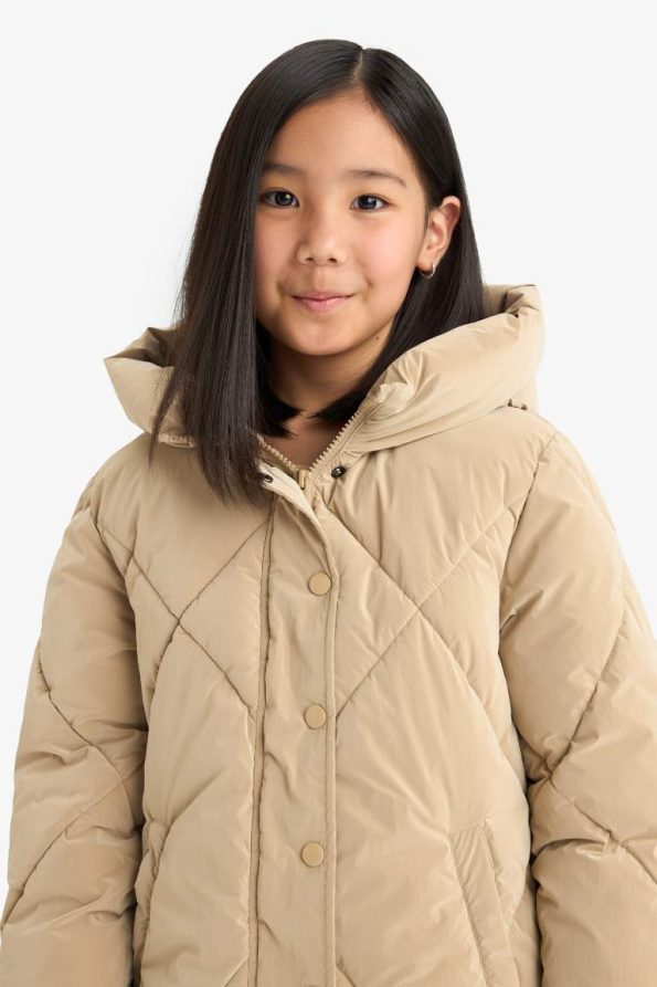 Girls' Hooded Zip-Up Quilted Jacket