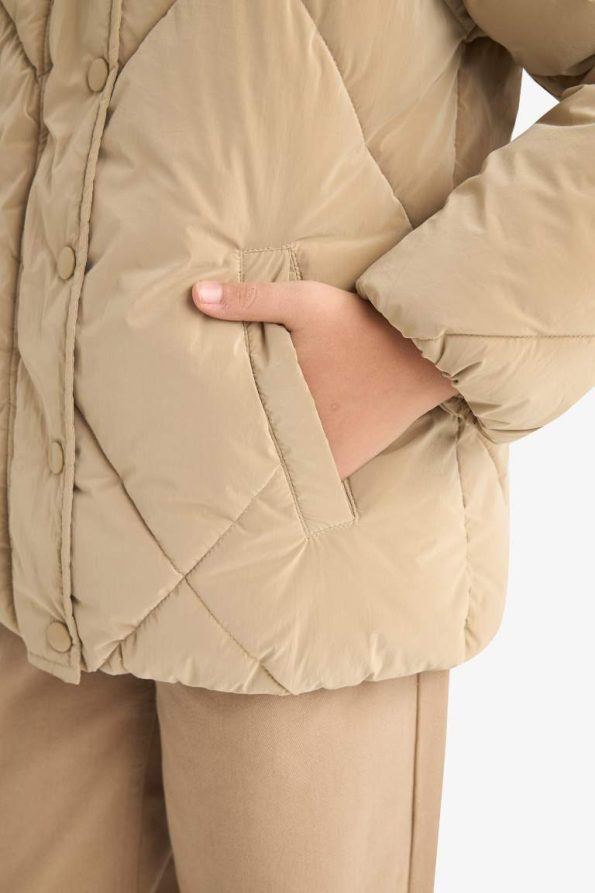 Girls' Hooded Zip-Up Quilted Jacket