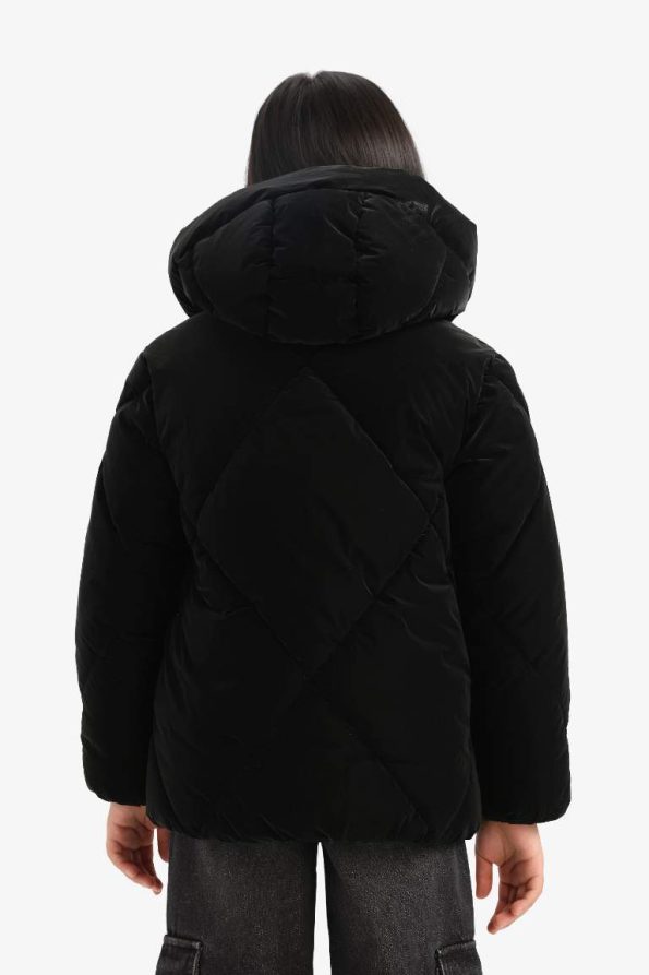 Girls' Hooded Zippered Quilted Coat