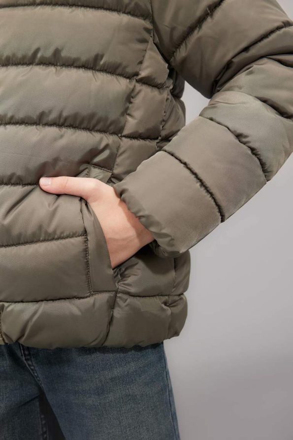Boys' Water-Repellent Hooded Basic Puffer Jacket