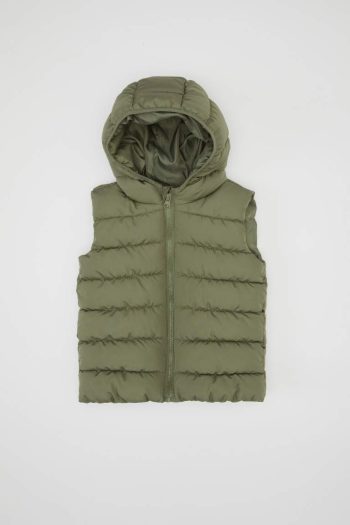 Boys' Waterproof Hooded Zippered Puffer Vest