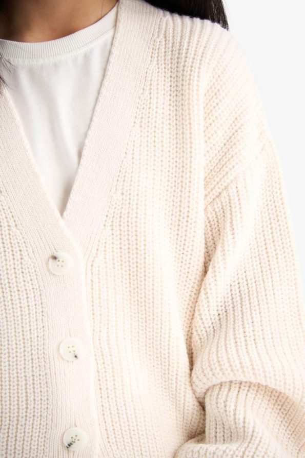 Girls' V-Neck Buttoned Knit Cardigan