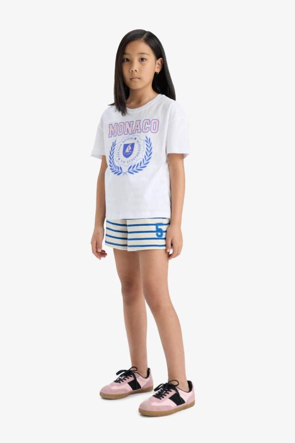 Girls' Striped Elastic Waist Shorts