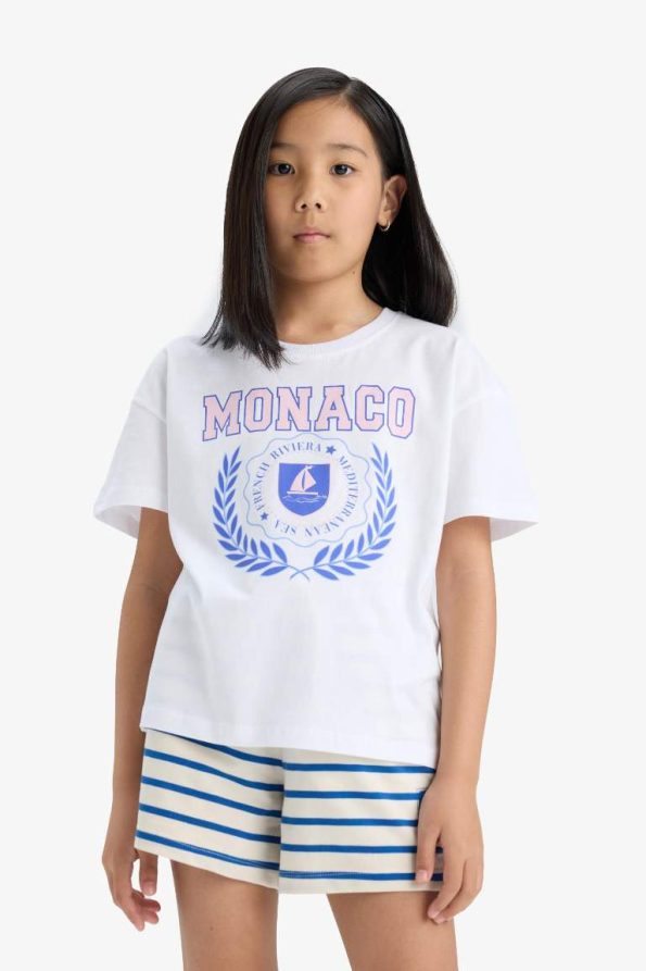 Girls' Striped Elastic Waist Shorts