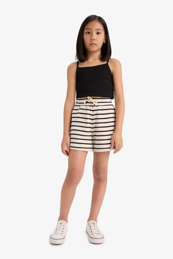 Girls' Elastic Waist Striped Shorts