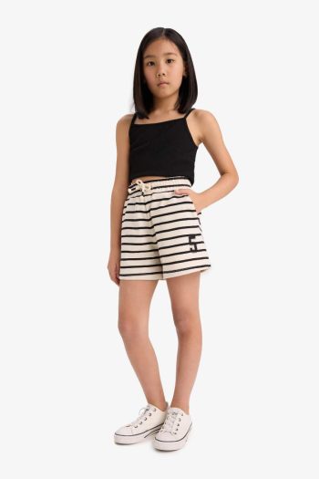 Girls' Elastic Waist Striped Shorts