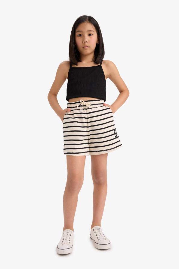 Girls' Elastic Waist Striped Shorts