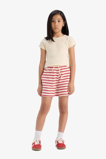Girls' Elastic Waist Striped Shorts