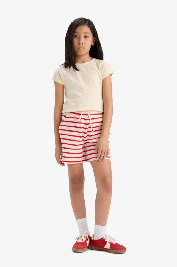 Girls' Elastic Waist Striped Shorts