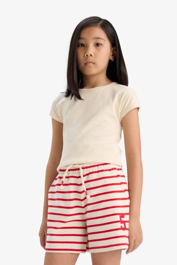 Girls' Elastic Waist Striped Shorts