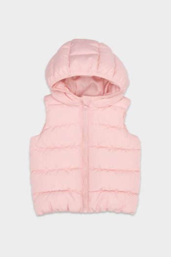 Girls' Baby Water-Resistant Hooded Zip-Up Puffer Vest