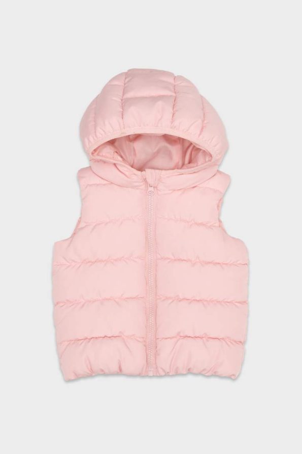 Girls' Baby Water-Resistant Hooded Zip-Up Puffer Vest