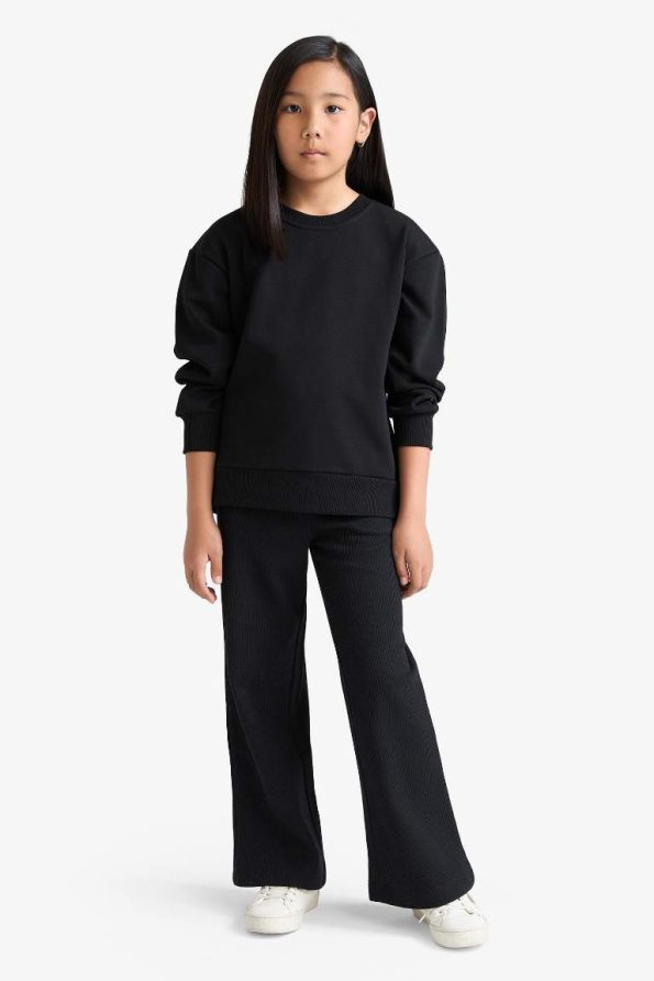 Girls' Relax Fit Crew Neck Basic School Sweatshirt