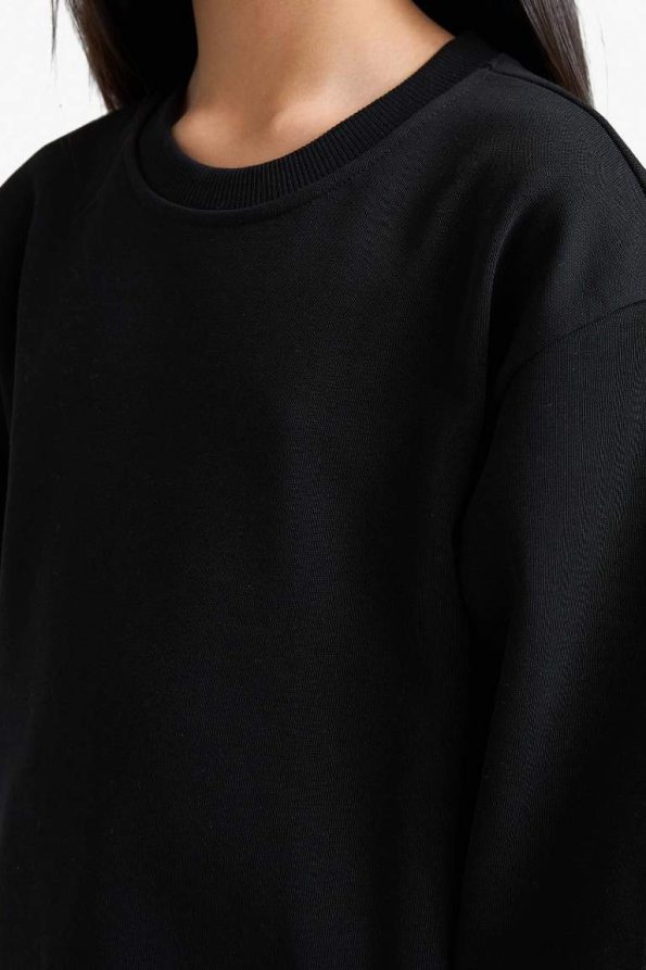 Girls' Relax Fit Crew Neck Basic School Sweatshirt