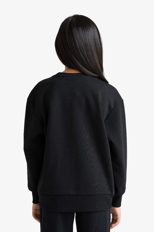 Girls' Relax Fit Crew Neck Basic School Sweatshirt