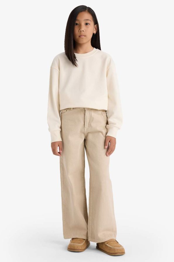 Girls' Relax Fit Crew Neck Basic School Sweatshirt