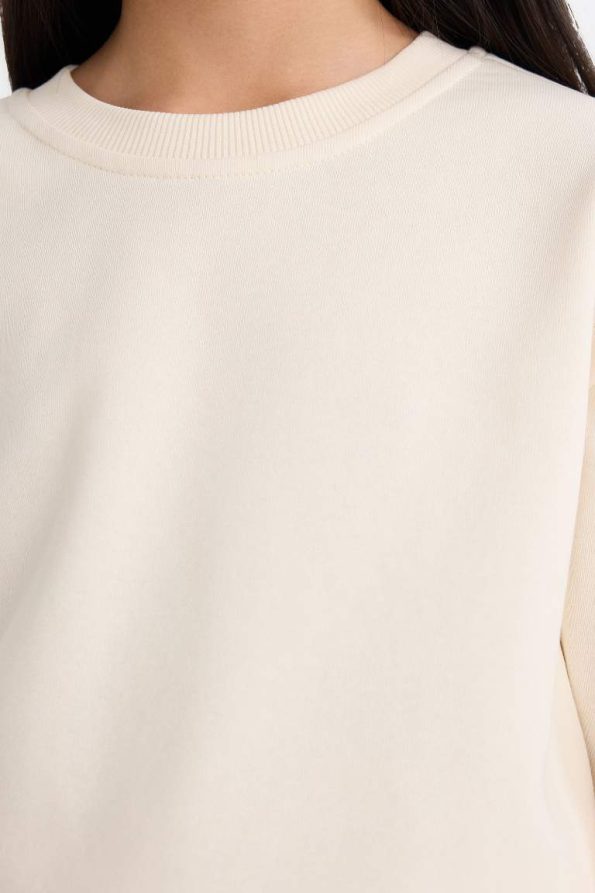 Girls' Relax Fit Crew Neck Basic School Sweatshirt