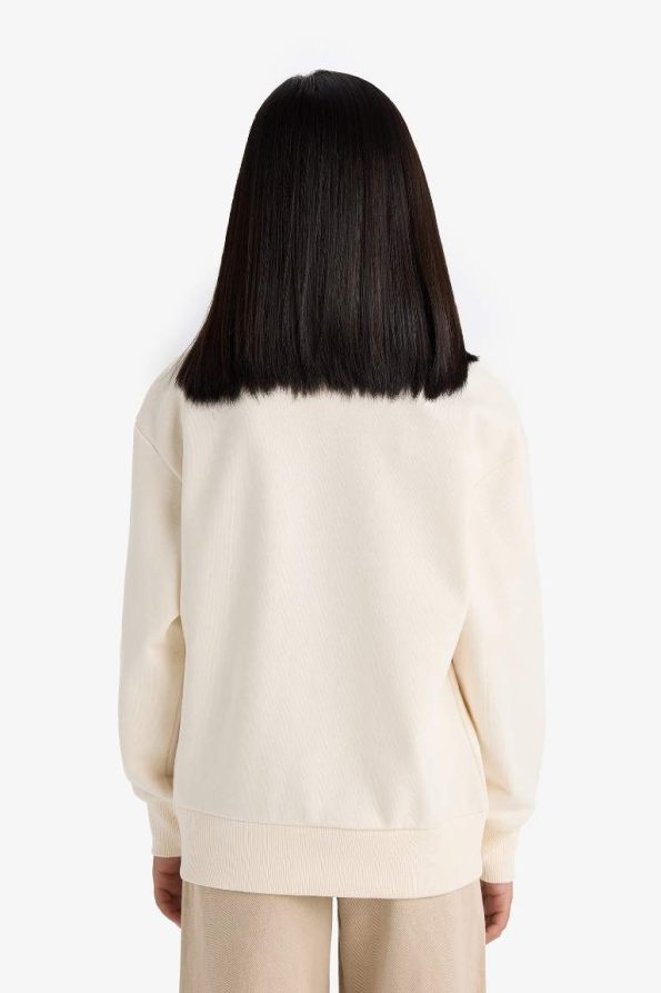 Girls' Relax Fit Crew Neck Basic School Sweatshirt