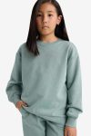 Girls' Relax Fit Crew Neck Basic School Sweatshirt