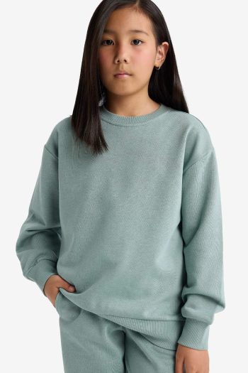 Girls' Relax Fit Crew Neck Basic School Sweatshirt