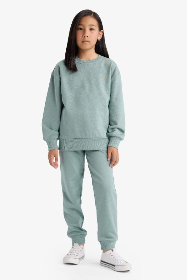 Girls' Relax Fit Crew Neck Basic School Sweatshirt
