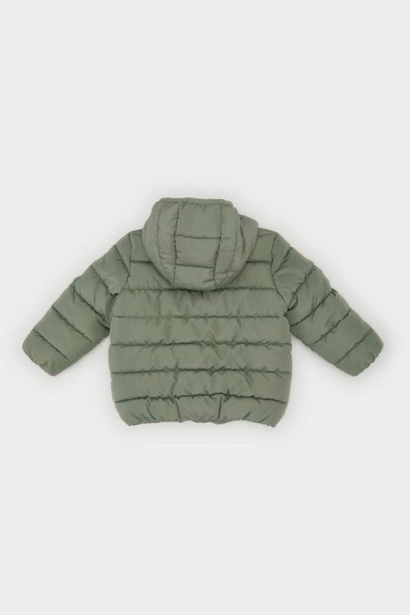 Boys' Waterproof Hooded Padded Jacket with Zipper and Pockets